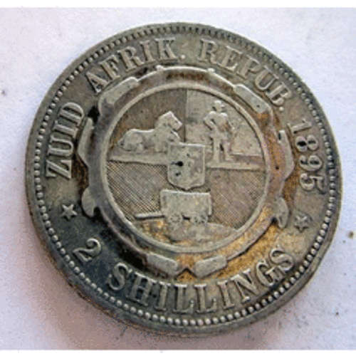 1895 ZAR SILVER TWO SHILLING. COLLECTOR'S INVESTMENT!